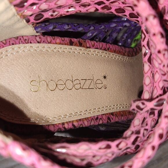 Shoe dazzle Estrella strappy  snakeskin chunky heel sandals Sz 7.5 - Picture 6 of 7